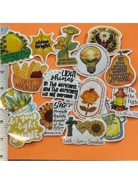 15pc Christian Vinyl Stickers Light Jesus Bible - Waterproof Crafts Water Bottle